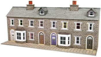 N SCALE LOW RELIEF STONE TERRACED HOUSE FRONTS - PN175