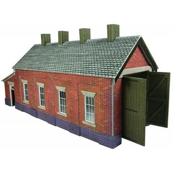 OOHO SCALE RED BRICK SINGLE TRACK ENGINE SHED - PO331