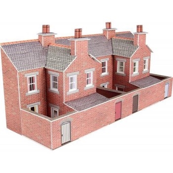N SCALE LOW RELIEF RED BRICK TERRACED HOUSE BACKS - PN176