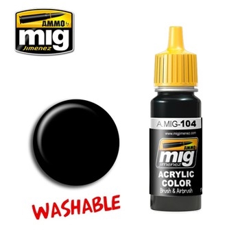 MIG104 WASHABLE BLACK Acrylic Paint - 17ml