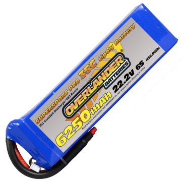 6250mAh 6S 22.2v 35C LiPo Battery - Overlander Supersport Pro