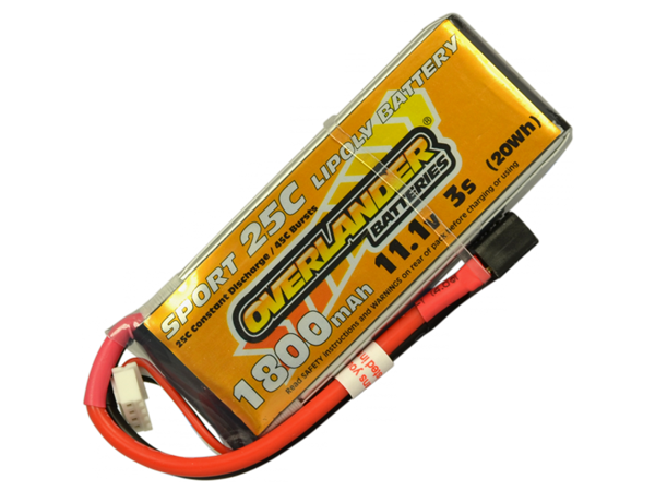 1800mAh 3S 11.1v 25C Lipo Battery - Overlander Sport