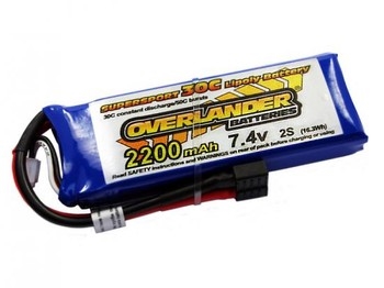 2200mAh 2S 7.4v 35C LiPo Battery - Overlander Supersport Pro