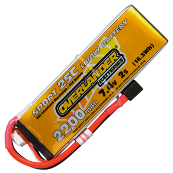 2200mAh 2S 7.4v 25C Lipo Battery - Overlander Sport
