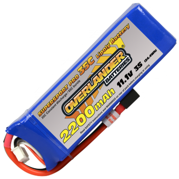 2200mAh 3S 11.1v 35C LiPo Battery - Overlander Supersport Pro Triple Pack