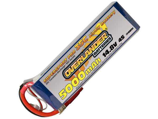 5000mAh 4S 14.8v 35C LiPo Battery - Overlander Supersport Pro