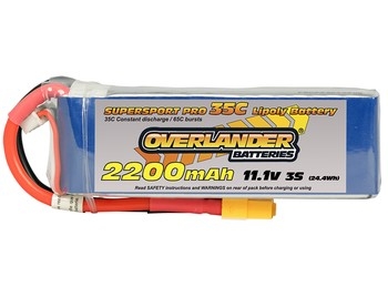 2200mAh 3S 111v 35C LiPo Battery XT60 Connector - Overlander Supersport Pro 2200mAh 3S 111v 35C LiPo Battery XT60 Connector - Overlander Supersport Pro