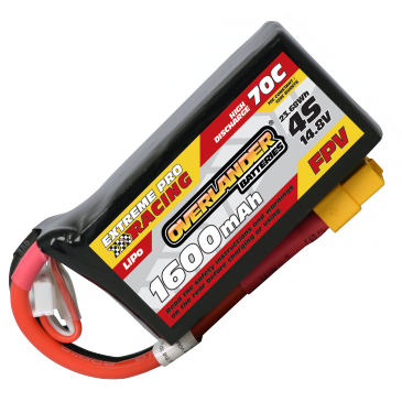 1600mAh 4S 14.8v 70C FPV Lipo Battery with XT60 Connector (Deep Shape) - High Discharge