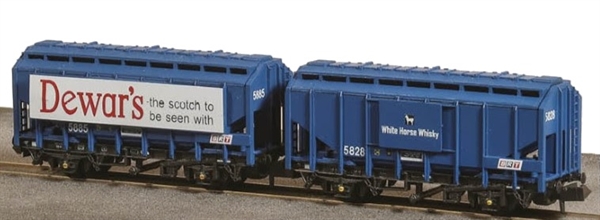 N Gauge Whiskey Grain Hopper Wagons "Dewar's" and "White Horse"