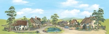 Village with Pond Large Backscene (228mm x 736mm)