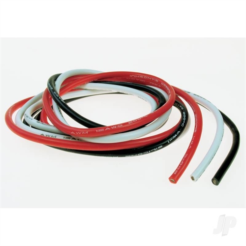 12SWG SILICONE WIRE WHITEBLKRED 1MT