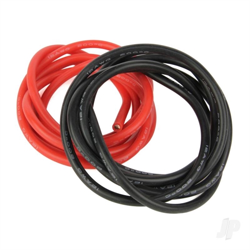 "Silicone Wire, 12ga, 1062 Strand, 4ft Red-Black"