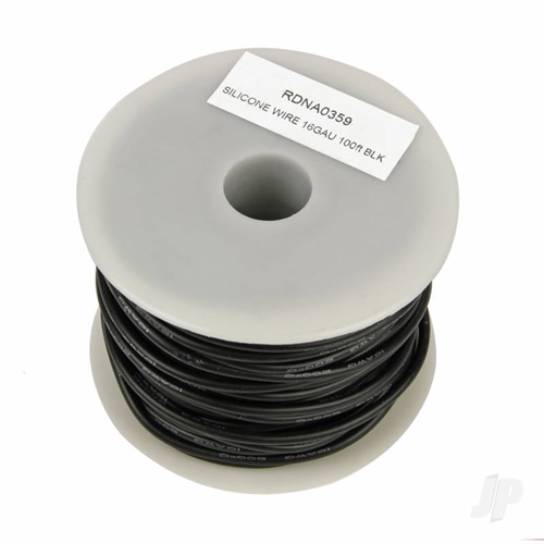 "Silicone Wire, 16ga, 100ft Black"