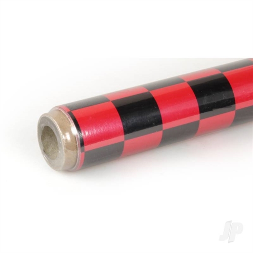 2m Oracover Fun-3 Large Chequered Pearl Red/Black
