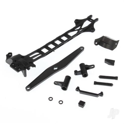 680-P002 Upper Deck + Spur Gearbox Guard + Battery Cover + Steering Assembly + Servo Mount + Bushes (Volcano, Warhead, Frontier)