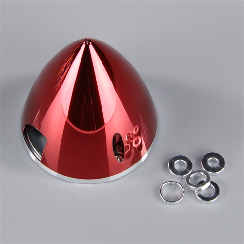 57mm Chrome Red Spinner (with Aluminium Back Plate)