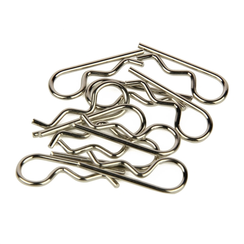 Body Clips, Large Straight, Silver (10pcs)