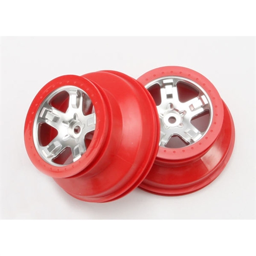 Wheels: SCT satin chrome/red beadlock (4WD Fr/Rr, 2WD Rr)