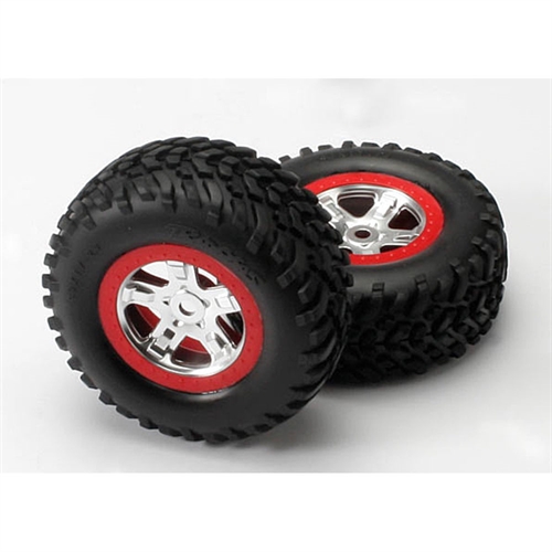 Tires & wheels: SCT sat.chrome/red b'lock w/SCT off-road(2)