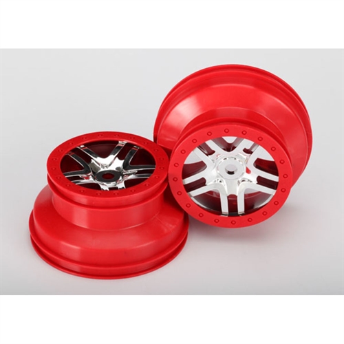 Wheels, SCT Split-Spoke chrome/red beadlock (Fr/Rr) (2)