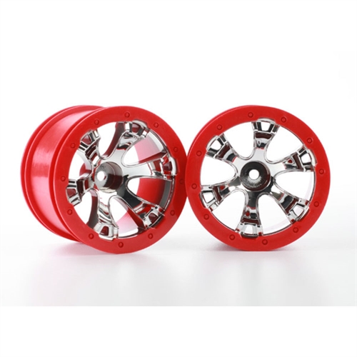 Wheels, Geode 2.2" (chrome,Red beadlock) (12mm hex) (2)