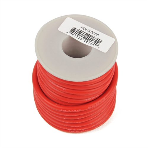 "Silicone Wire, 12ga, 1062 Strand, 25ft Red"