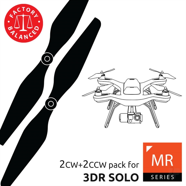 9x4.5 3MR SL 3 Blade Propeller C Set x4 Orange, Built in Nut for 3DR SOLO