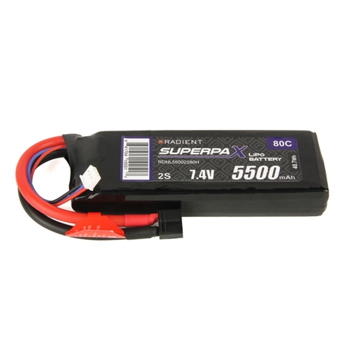 LiPo 2S 5500mAh 7.4V 80C Deans (HCT)