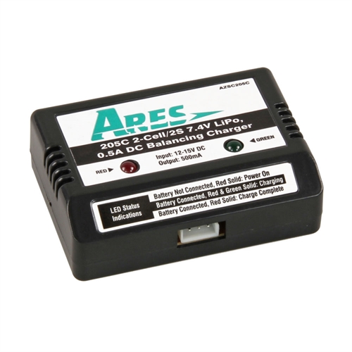 205C 2S 7.4V LiPo, 0.5A DC Balancing Charger (Gamma370, V2)