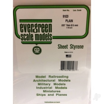 [9103] 8"" x 21"" White Sheet .020"" Thick (6 sheets per pack)