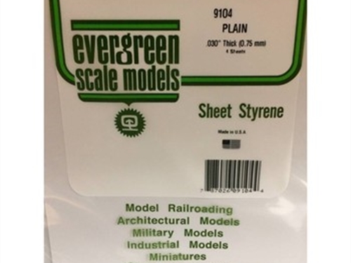 [9104] 8"" x 21"" White Sheet .030"" Thick (4 sheets per pack)