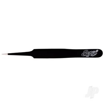 Straight Point Fine Point Tweezers, Black (Carded)