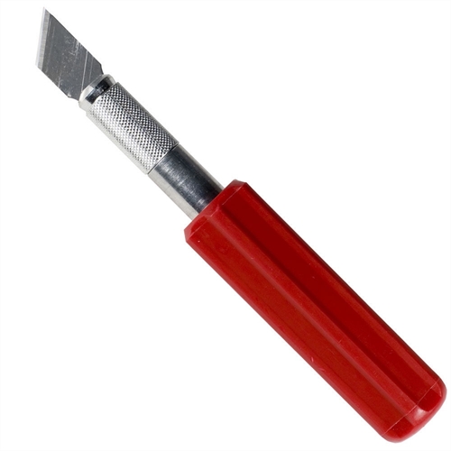 K5 Knife Heavy Duty Red Plastic Handle with Safety Cap Carded