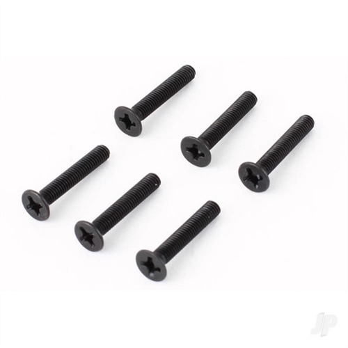 M3 Flat Head Screws Black (3x20mm) Phillips Head 6pcs