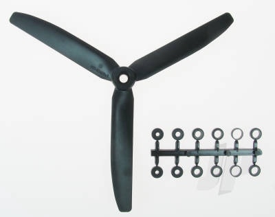 8x4 Slow Fly Propeller 3-Blade Grey Opposite Rotation
