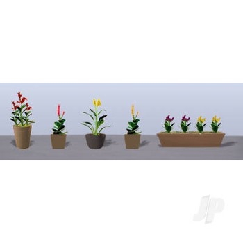 95572 Assorted Potted Flower Plants 4, O-Scale, (6 pack)