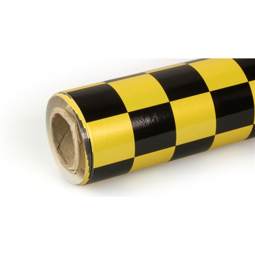 10m Oracover Fun-3 Large Chequered Pearl Yellow/Black