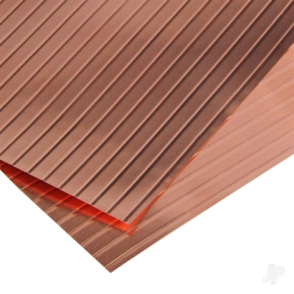 .006in Thick .187in Spacing Crimped Copper Corrugated Sheet (HO Scale)
