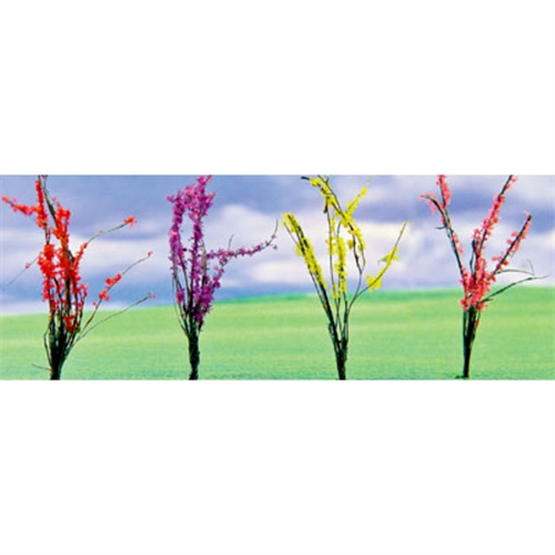 Flower Bushes Assorted, 1in to 1-1/2in, O-Scale, (32 pack)