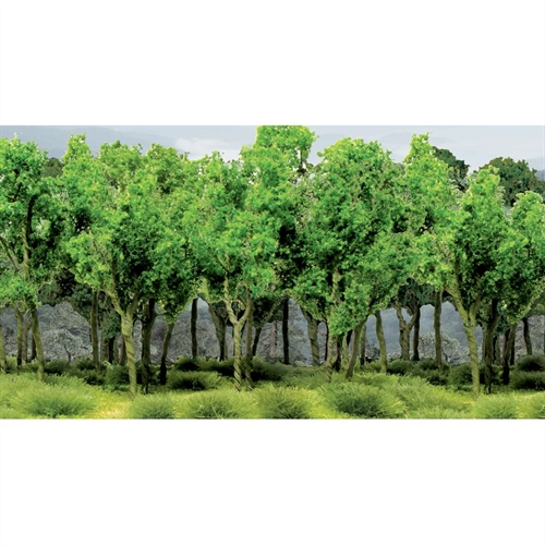 95618 Woods Edge Trees, Green, O-Scale, (5 per pack)