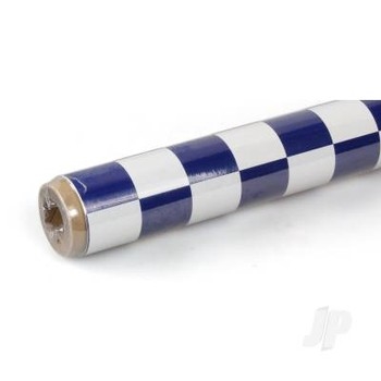 2m Oracover Fun-3 Large Chequered White/Dark Blue