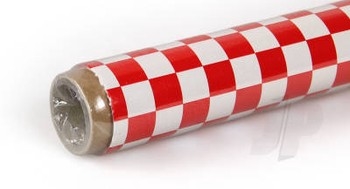 2m Oracover Fun-4 Small Chequered White/Red
