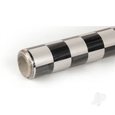 2m Oracover Fun-3 Large Chequered Pearl WhiteBlack