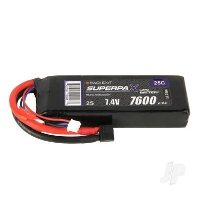 LiPo 2S 7600mAh 7.4V 25C Deans (HCT)