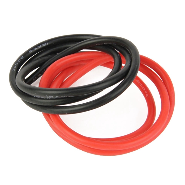 Silicone Wire, 12ga, 1062 Strand, 2ft Red-Black