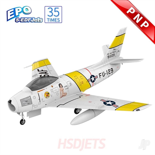 F-86 Sabre 120mm EDF 12S Foam Jet Yellow Ribbon PNP
