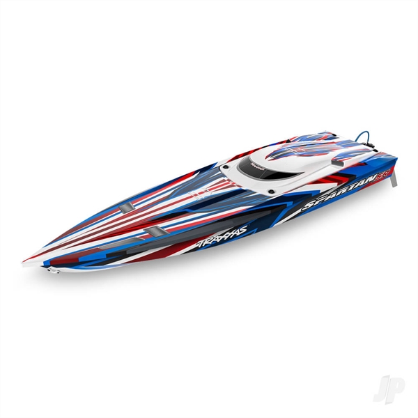 Spartan SR VXL 1:10 36in Electric Brushless Race Boat, Red (+ TQi 2-ch, TSM, VXL-6s marine, Velineon 540XL, Self Righting)