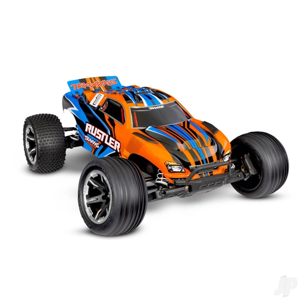 Rustler HD 1:10 Electric 2WD RTR Stadium Truck, Orange (+ TQ 2-ch, XL-5, Titan 550, 7-Cell NiMH, 4A USB-C charger)