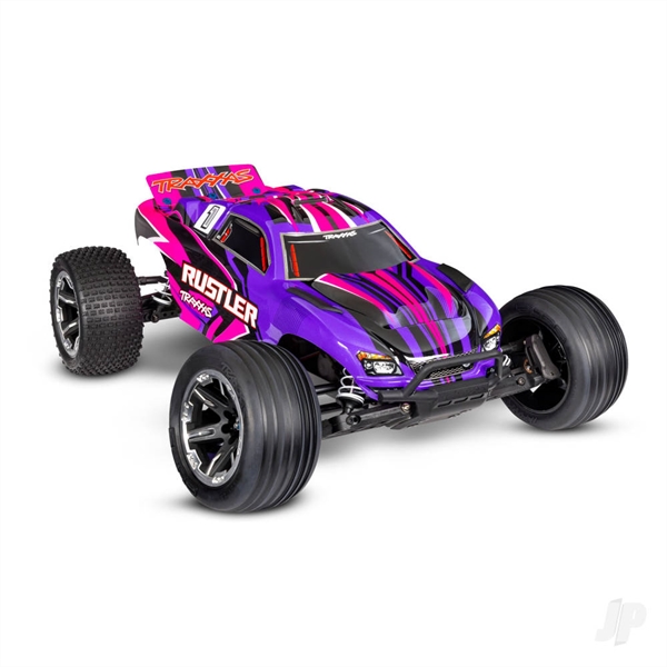 Rustler HD 1:10 Electric 2WD RTR Stadium Truck, Pink (+ TQ 2-ch, XL-5, Titan 550, 7-Cell NiMH, 4A USB-C charger)