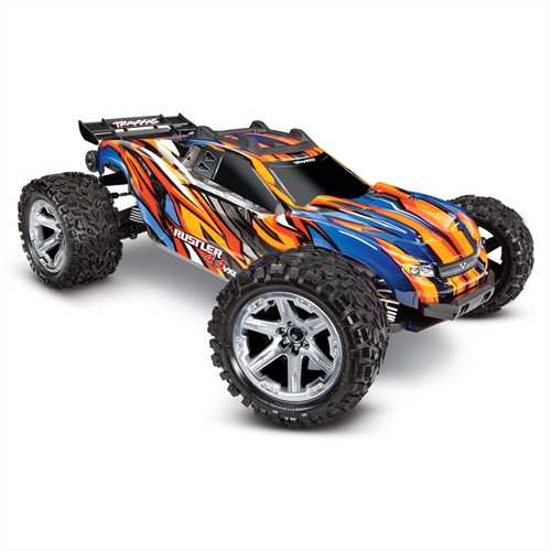 Orange RustlerÂ® 4X4 VXL: 1:10 Scale Stadium Truck. Ready-to-RaceÂ® with TQi Traxxas Linkâ¢ Enabled 2.4GHz Radio System, VelineonÂ® VXL-3s brushless ESC (forward/reverse), and Traxxas Stability Management (TSM)Â®